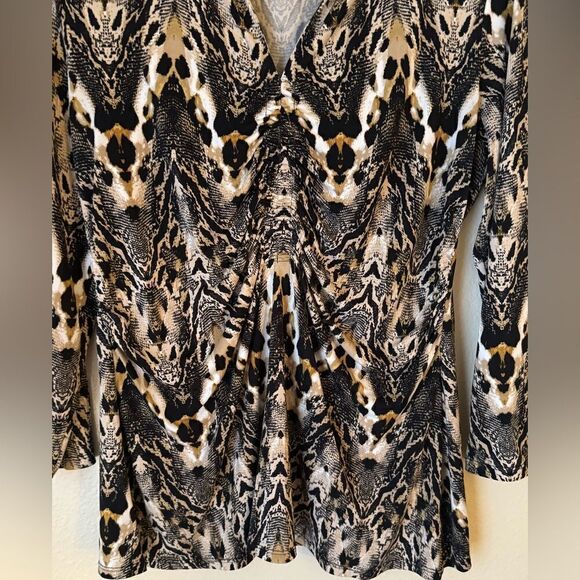 Alfani Rouched Animal Print Top - Large - Picture 4 of 5